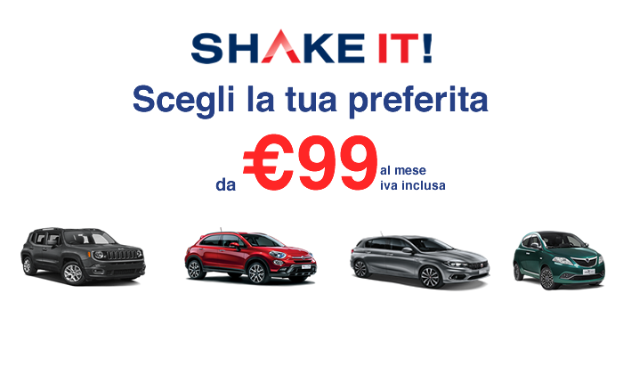 Shake it: scegli la tua auto e noleggiala a partire da €99 al mese